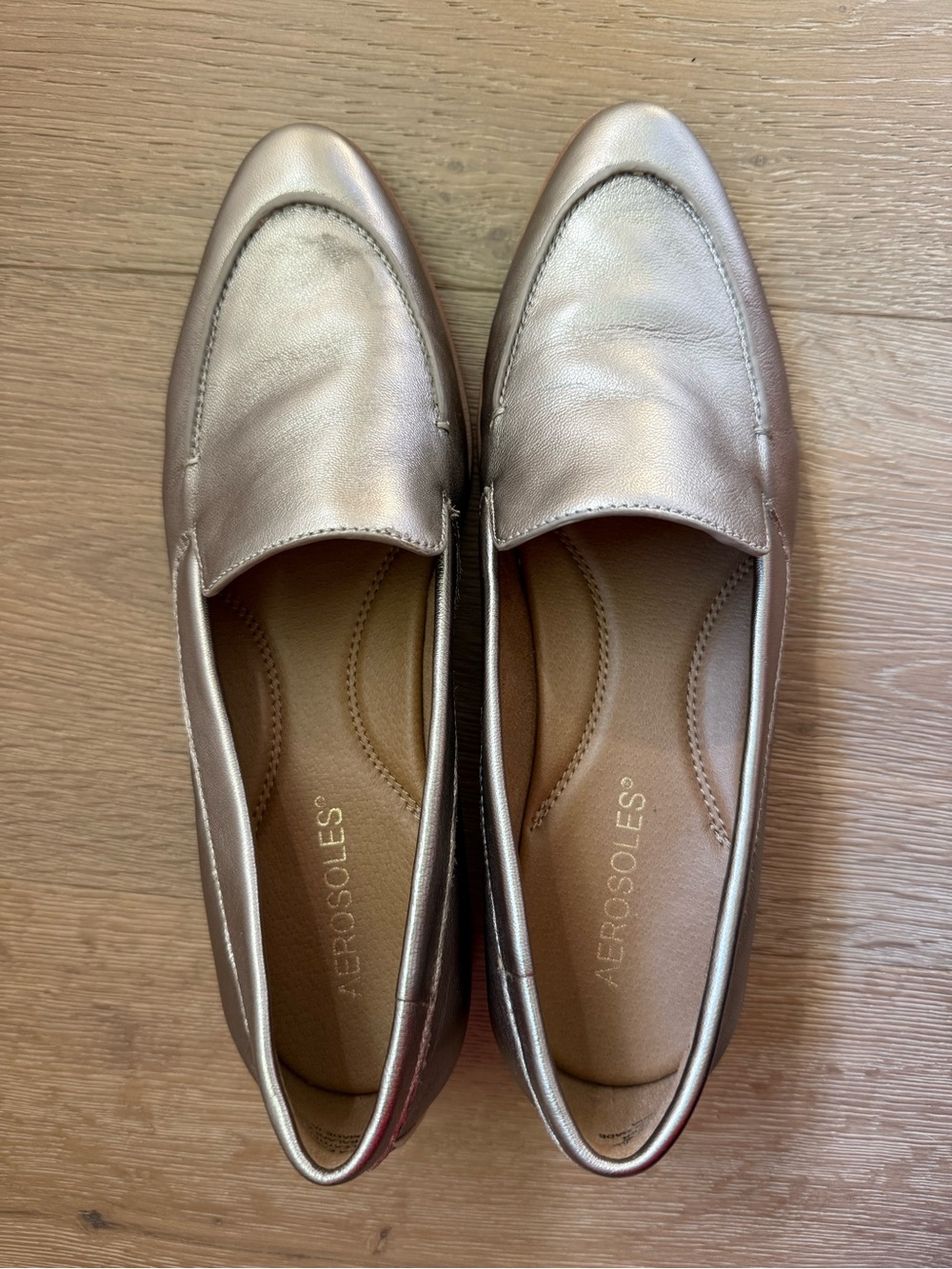 AEROSOLES Metallic Rose Gold Slip-On Loafers